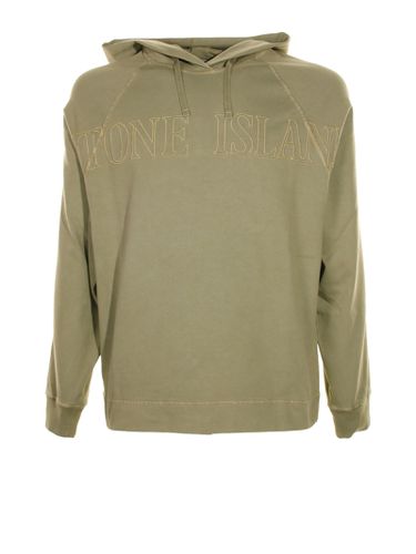 Sweatshirt With Hood And Logo Lettering - Stone Island - Modalova