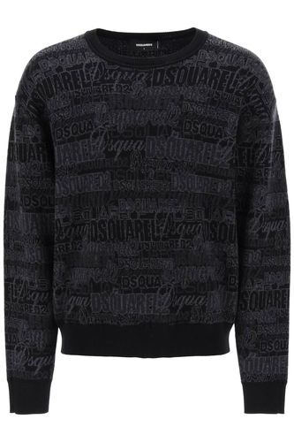 Wool Sweater With Logo Lettering Motif - Dsquared2 - Modalova