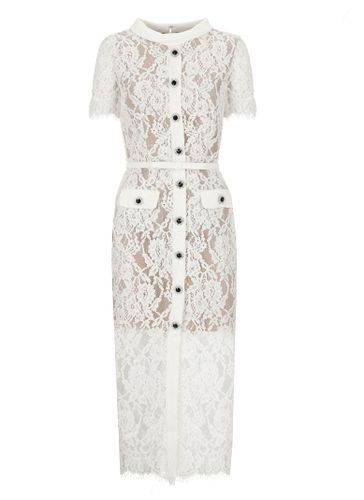 Lace Button Midi Dress - self-portrait - Modalova