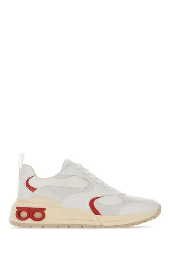 White Nappa Leather And Suede Cosimina Sneakers - Ferragamo - Modalova