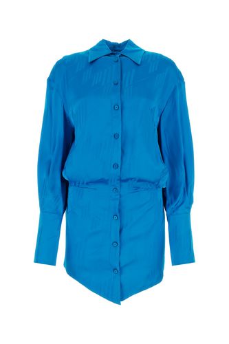 Turquoise Satin Silvye Mini Shirt Dress - The Attico - Modalova