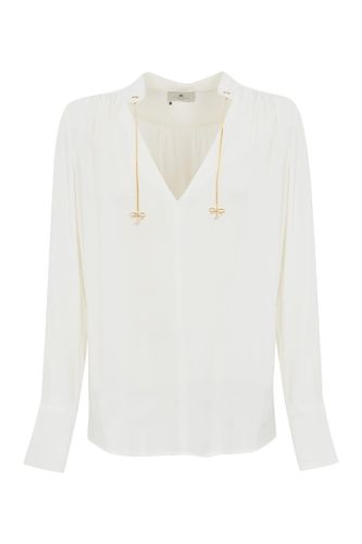 Georgette Shirt With Logo Charms - Elisabetta Franchi - Modalova