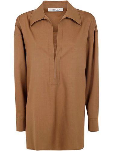 V-neck Long-sleeved Blouse - Philosophy di Lorenzo Serafini - Modalova