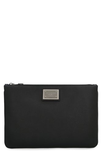 Logo Detail Flat Leather Pouch - Dolce & Gabbana - Modalova