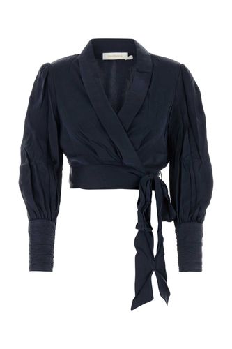 Dark Blue Silk Wrap Blouse - Zimmermann - Modalova