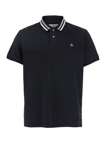 Polo Shirt With Contrasting Collar And Orb Logo Detail On The Front In Cotton Man - Vivienne Westwood - Modalova