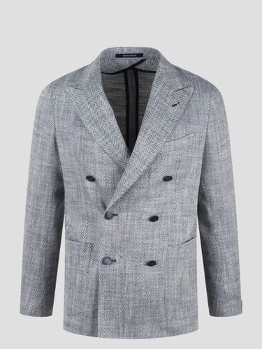 Double-breasted Herringbone Blazer - Tagliatore - Modalova