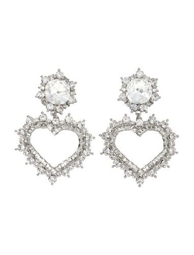 Rhinestone Earrings With Heart Pendant - Alessandra Rich - Modalova