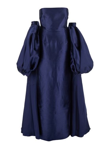 Lea Long Dress With Rear Cape Insert And Train In Tech Fabric Stretch Woman - Solace London - Modalova