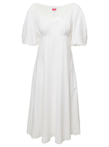 Puff Sleeve Embroidered Midi Dress In Cotton Woman - Kenzo - Modalova