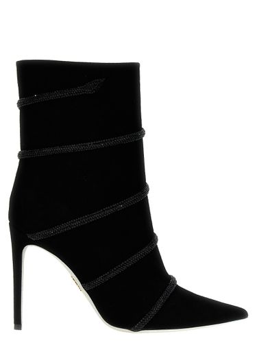 Suede Rhinestone Ankle Boots - René Caovilla - Modalova