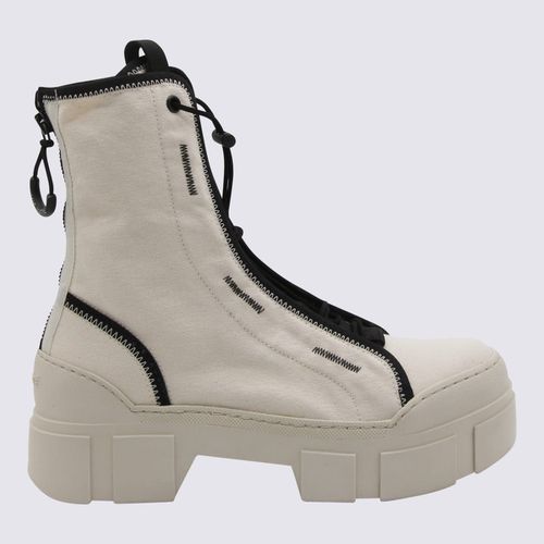 Cream And Black Canvas Combat Boots - Vic Matié - Modalova