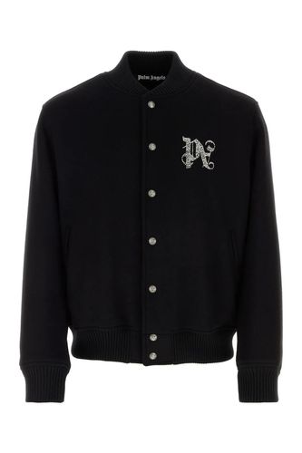 Black Wool Blend Bomber Jacket - Palm Angels - Modalova