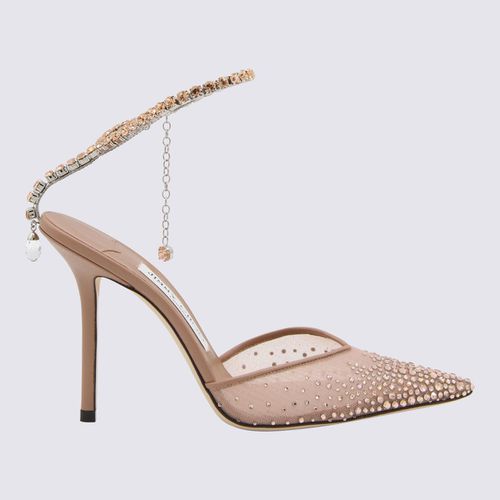 Ballet Pink And Crystal Leather Saeda Pumps - Jimmy Choo - Modalova