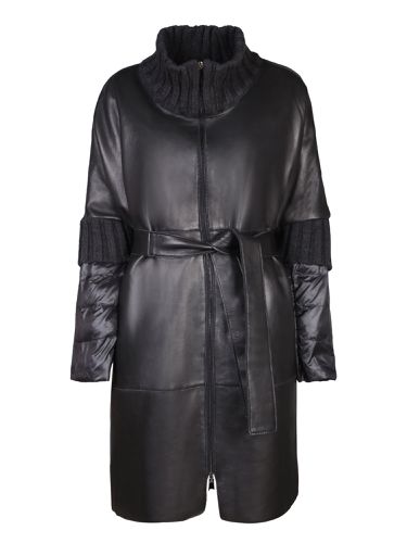 Parosh Black Leather Coat - Parosh - Modalova