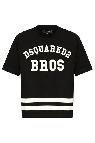 Logo Printed Striped Crewneck T-shirt - Dsquared2 - Modalova