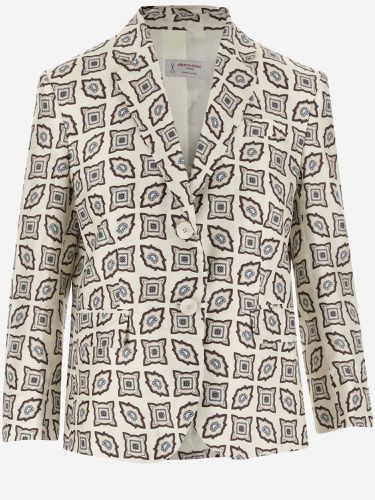 Single-breasted Silk Jacket With Geometric Pattern - Alberto Biani - Modalova