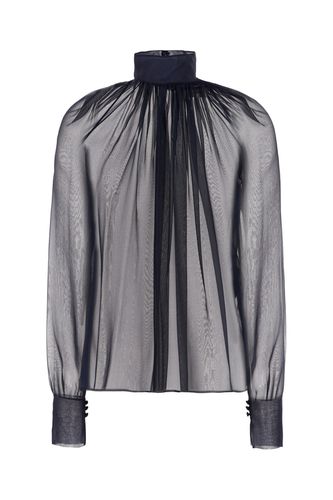 Saint Laurent Navy Blue Silk Blouse - Saint Laurent - Modalova