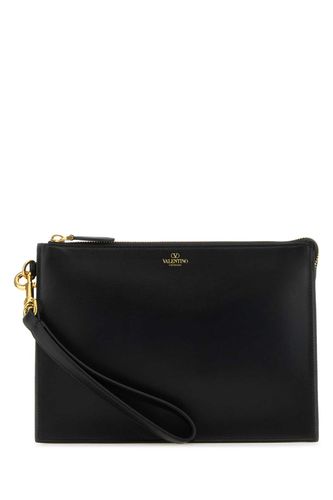 Black Leather Clutch - Valentino Garavani - Modalova