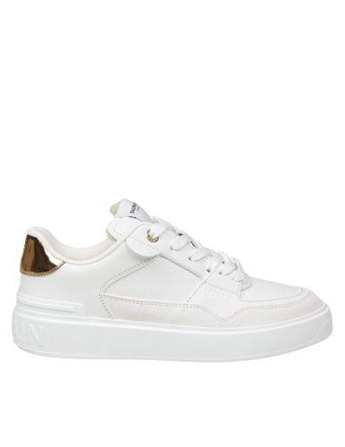 B- Court Flip Sneakers In White And Gold Leather - Balmain - Modalova
