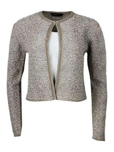 Chanel-style Jacket Sweater Open On The Front And With Hook Closure Embellished With Bright Lurex Threads - Fabiana Filippi - Modalova