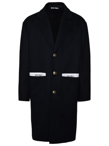 Blue Virgin Wool Blend Coat - Palm Angels - Modalova