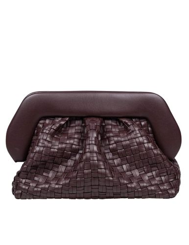 Vegan Fabric Clutch Bag With Braided Effect Color Brown - THEMOIRè - Modalova