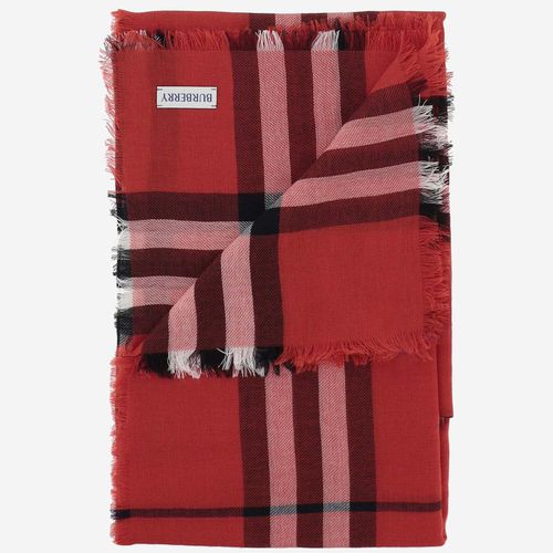 Wool Scarf With Check Pattern - Burberry - Modalova