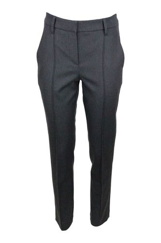 Stretch Cotton Drill Trousers With Monili On The Back Loop - Brunello Cucinelli - Modalova