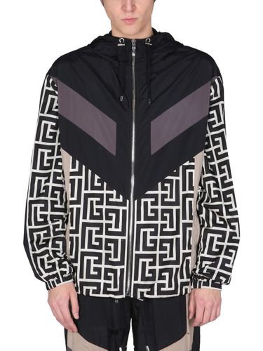 Jacket With Maxi Monogram Logo Print - Balmain - Modalova