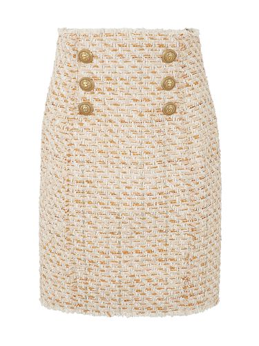Tweed Skirt With Front Golden Buttons - Balmain - Modalova