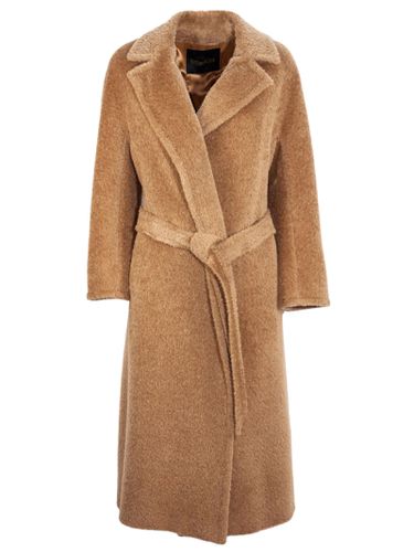 Camel Alpaca And Wool Belted Maxi Robe Coat - Cinzia Rocca - Modalova