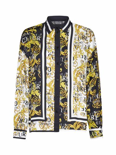 Multicolor Shirt With All-over Couture Logo And Stripe Print In Cotton Woman - Versace Jeans Couture - Modalova