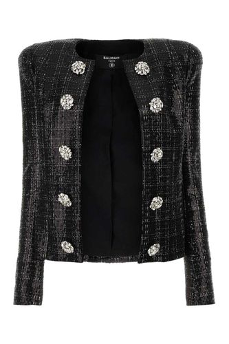 Tweed Sequin Embellished Jacket - Balmain - Modalova