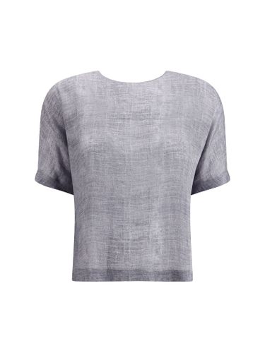 Short-sleeved Silk Top - Giorgio Armani - Modalova