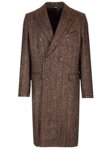 Wool And Alpaca Herringbone Coat - Dolce & Gabbana - Modalova