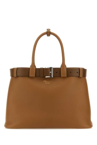 Caramel Leather Buckle Large Handbag - Prada - Modalova