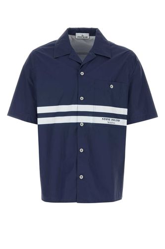 Stone Island Dark Blue Poplin Shirt - Stone Island - Modalova