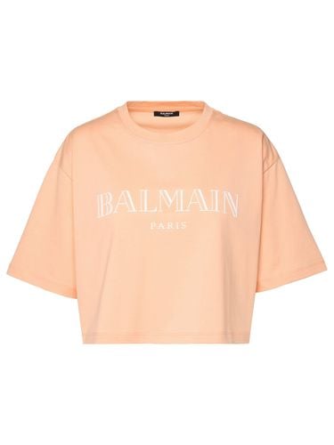 Balmain Orange Cotton Crop T-shirt - Balmain - Modalova