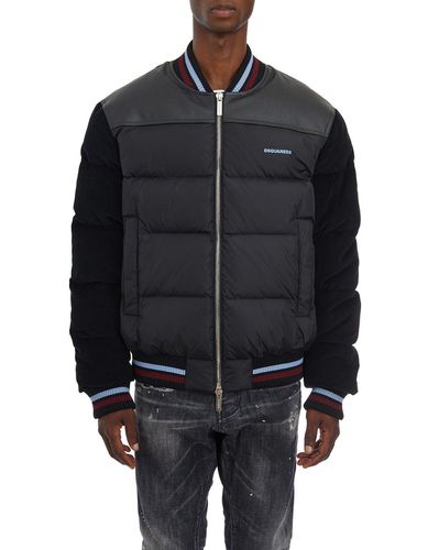 Mixed Puffer Bomber Jacket - Dsquared2 - Modalova