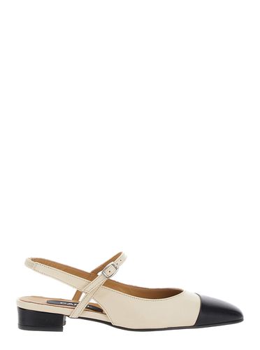 White Slingback Pumps With Contrasting Toe In Leather Woman - Carel - Modalova
