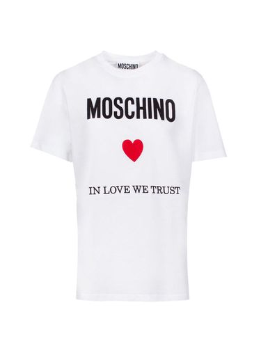 Logo Printed Crewneck T-shirt - Moschino - Modalova