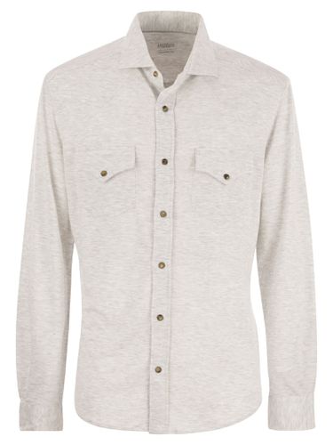 Linen And Cotton Blend Leisure Fit Shirt With Press Studs And Pockets - Brunello Cucinelli - Modalova