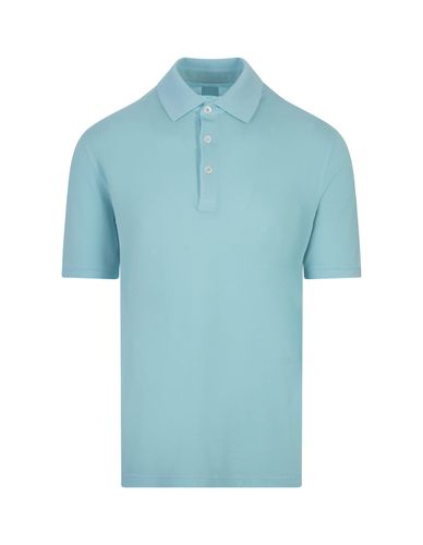Turquoise Light Cotton Piquet Polo Shirt - Fedeli - Modalova