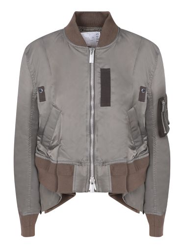 Sacai Taupe Asymmetric Nylon Bomber - Sacai - Modalova