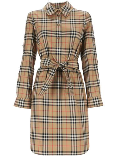 Vintage Check-pattern Belted Shirt Dress - Burberry - Modalova