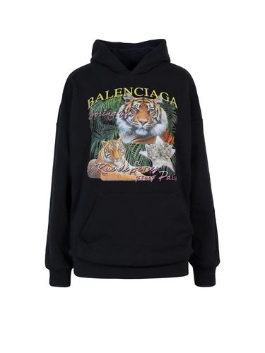 Printed Drawstring Hoodie - Balenciaga - Modalova