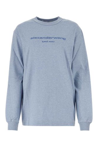 Melange Light-blue Cotton Oversize T-shirt - Alexander Wang - Modalova