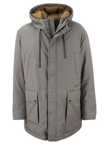 Long Down Jacket In Soft Technical Pure Wool Flannel - Peserico - Modalova