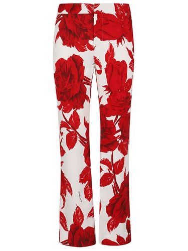 Roses Print Crepe Flare Pants - Balmain - Modalova